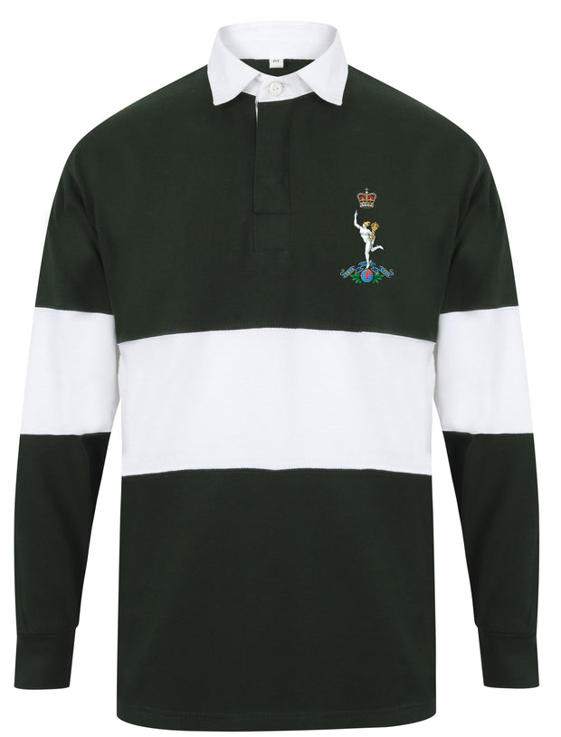 Royal Corps of Signals Panelled Rugby Shirt Clothing - Rugby Shirt - Panelled The Regimental Shop 36/38" (S) Bottle Green/White 
