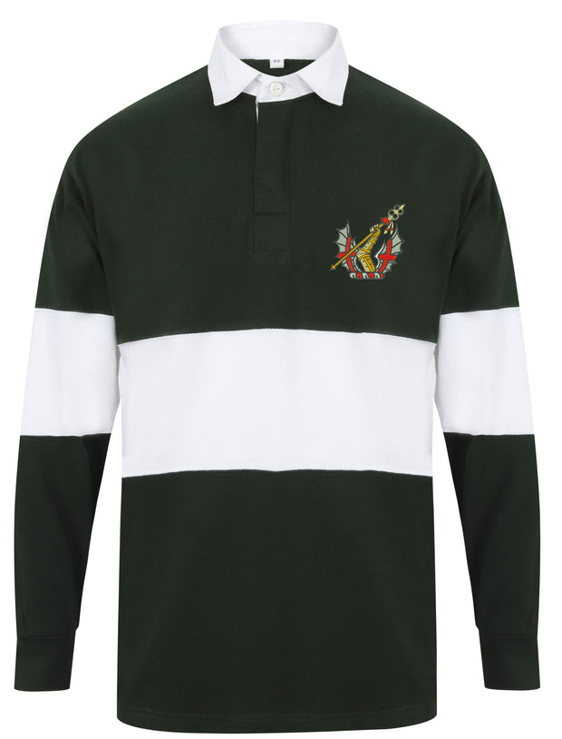 HAC (Honourable Artillery Company) Panelled Rugby Shirt Clothing - Rugby Shirt - Panelled The Regimental Shop 36/38" (S) Bottle Green/White 
