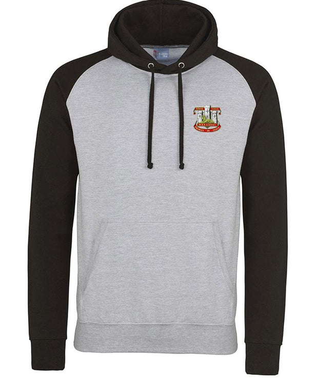 Devonshire and Dorset Premium Baseball Hoodie Clothing - Hoodie The Regimental Shop S (36") Light Grey/Black 