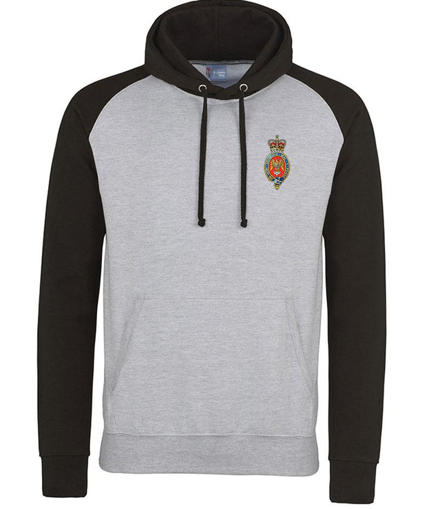 Blues and Royals Regiment Premium Baseball Hoodie Clothing - Hoodie The Regimental Shop S (36") Light Grey/Black 