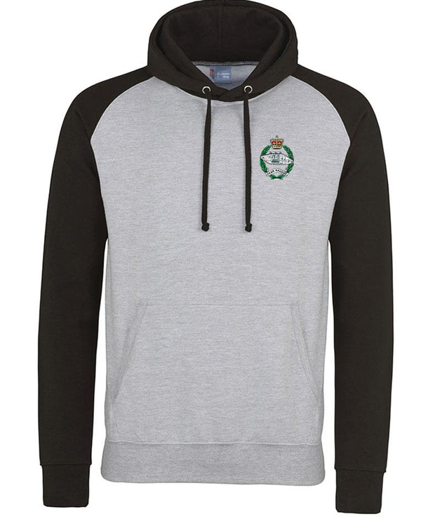 Royal Tank Regiment Premium Baseball Hoodie Clothing - Hoodie The Regimental Shop S (36") Light Grey/Black 