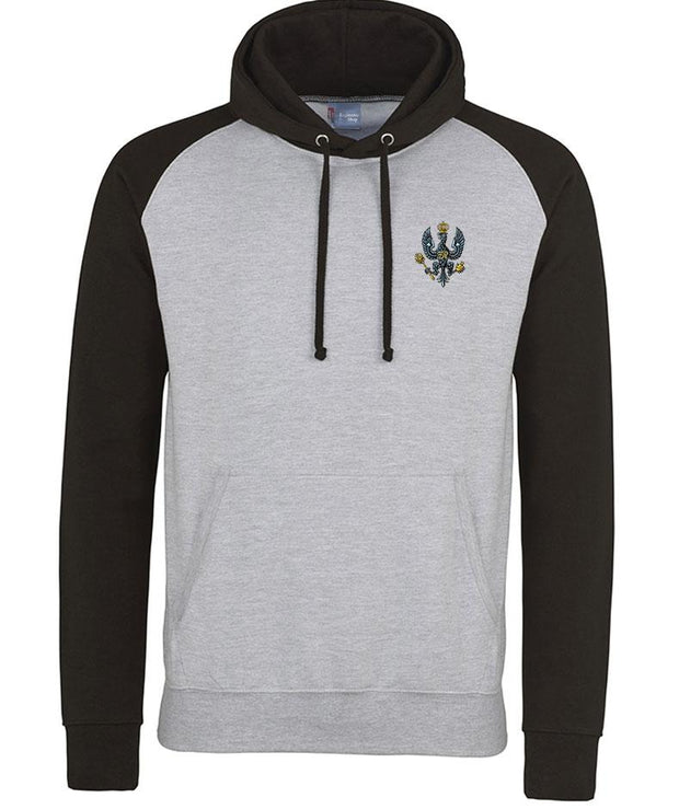 King's Royal Hussars Regiment Premium Baseball Hoodie Clothing - Hoodie The Regimental Shop S (36") Light Grey/Black 