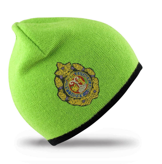 Argyll & Sutherland Highlanders Regimental Beanie Hat Clothing - Beanie The Regimental Shop Lime/Black one size fits all 