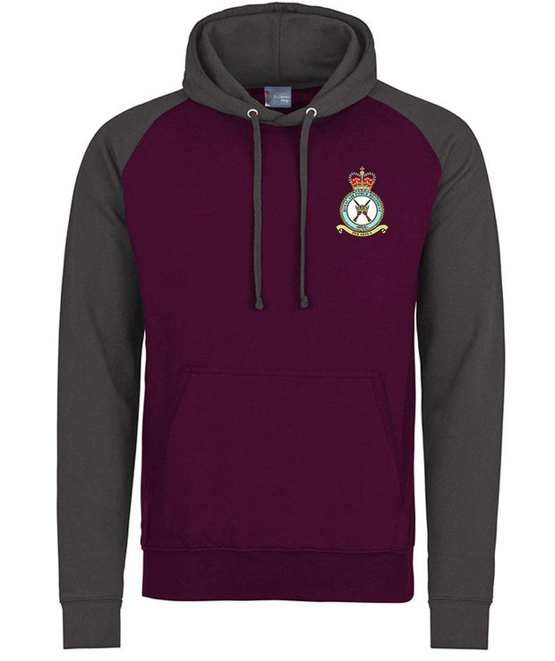 RAF Regiment Premium Baseball Hoodie Clothing - Hoodie The Regimental Shop S (36") Maroon/Charcoal 