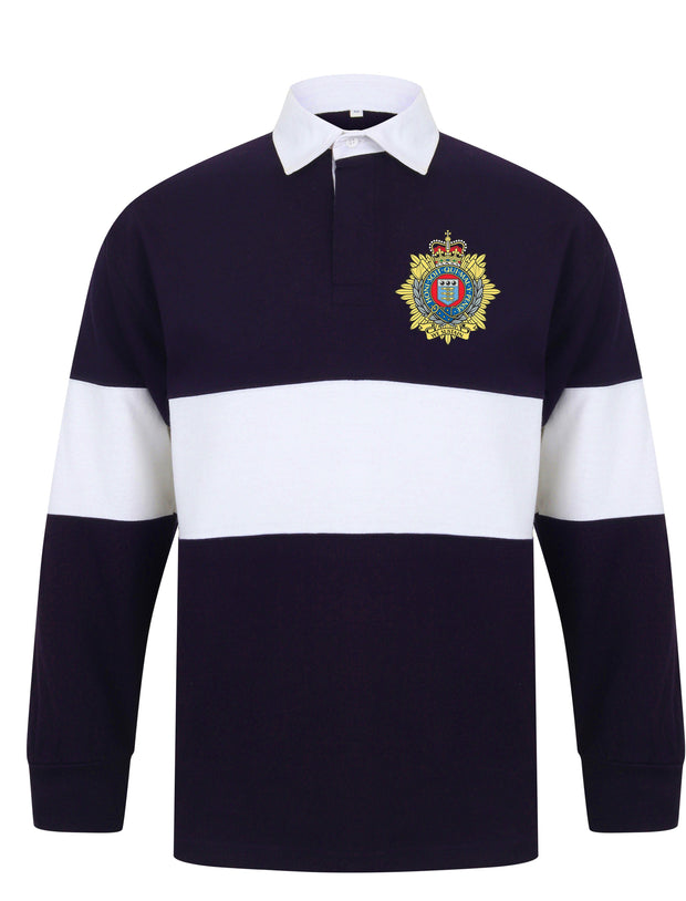 Royal Logistic Corps Panelled Rugby Shirt Clothing - Rugby Shirt - Panelled The Regimental Shop 36/38" (S) Navy/White 