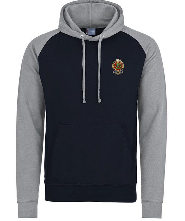 Queen's Regiment Premium Baseball Hoodie Clothing - Hoodie The Regimental Shop S (36") Navy/Light Grey 