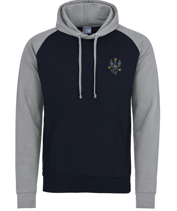 King's Royal Hussars Regiment Premium Baseball Hoodie Clothing - Hoodie The Regimental Shop S (36") Navy/Light Grey 