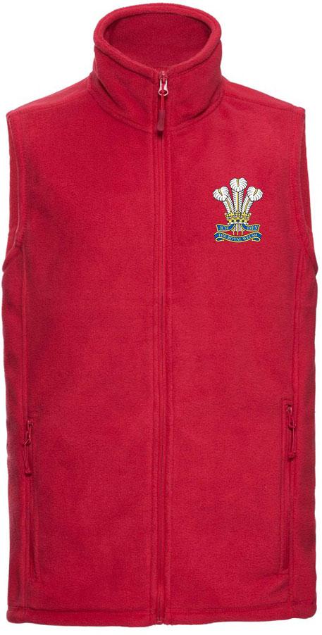 Royal Welsh Regiment Premium Outdoor Sleeveless Fleece (Gilet) Clothing - Gilet The Regimental Shop 33/35" (XS) Red 