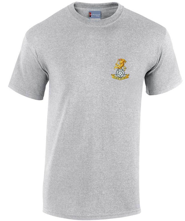 The Royal Yorkshire Regiment Cotton T-shirt Clothing - T-shirt The Regimental Shop Small: 34/36" Sports Grey 