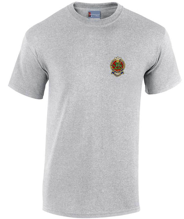 Queen's Regiment Cotton T-shirt Clothing - T-shirt The Regimental Shop Small: 34/36" Sports Grey 