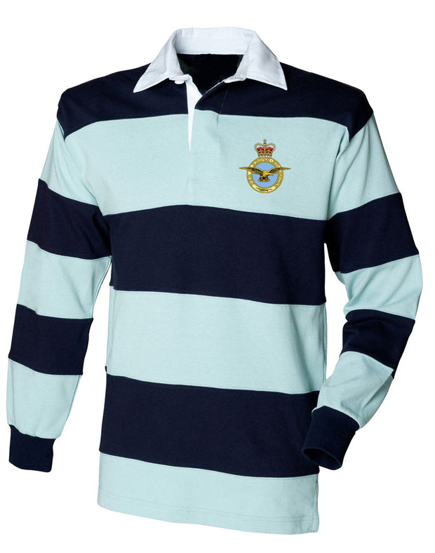 RAF (Royal Air Force) Rugby Shirt Clothing - Rugby Shirt The Regimental Shop 36" (S) Pale Blue-Navy Stripes 