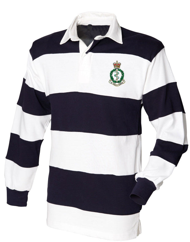 RAMC Rugby Shirt Clothing - Rugby Shirt The Regimental Shop 36" (S) White-Navy  Stripes 