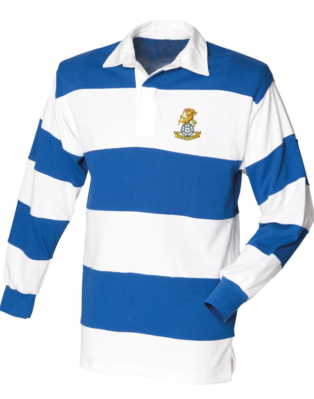 The Royal Yorkshire Regiment Rugby Shirt Clothing - Rugby Shirt The Regimental Shop 36" (S) White-Royal Blue Stripes 