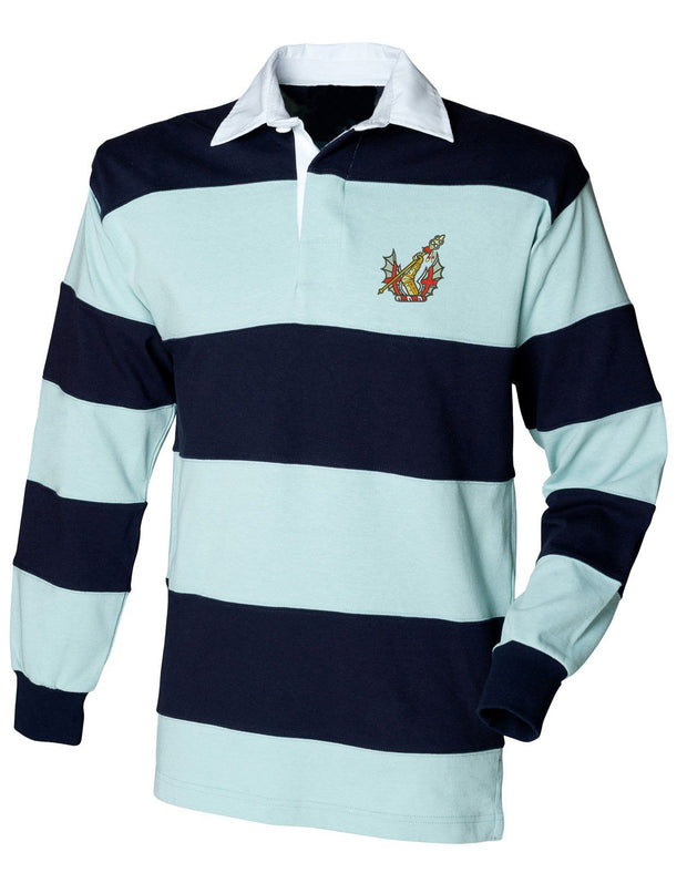 HAC (Honourable Artillery Company ) Rugby Shirt Clothing - Rugby Shirt The Regimental Shop 36" (S) Pale Blue-Navy Stripes 