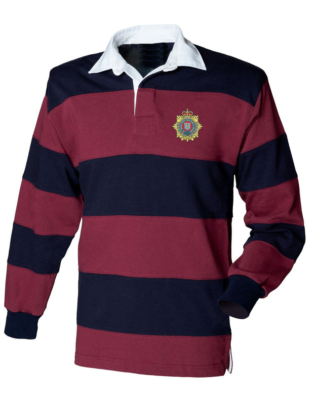 Royal Logistic Corps (RLC) Rugby Shirt Clothing - Rugby Shirt The Regimental Shop 36" (S) Maroon-Navy Stripes 
