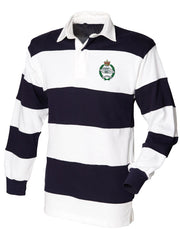 Royal Tank Regiment (RTR) Rugby Shirt Clothing - Rugby Shirt The Regimental Shop 36" (S) White-Navy  Stripes 