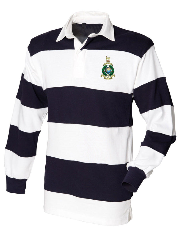Royal Marines Rugby Shirt Clothing - Rugby Shirt The Regimental Shop 36" (S) White-Navy  Stripes 